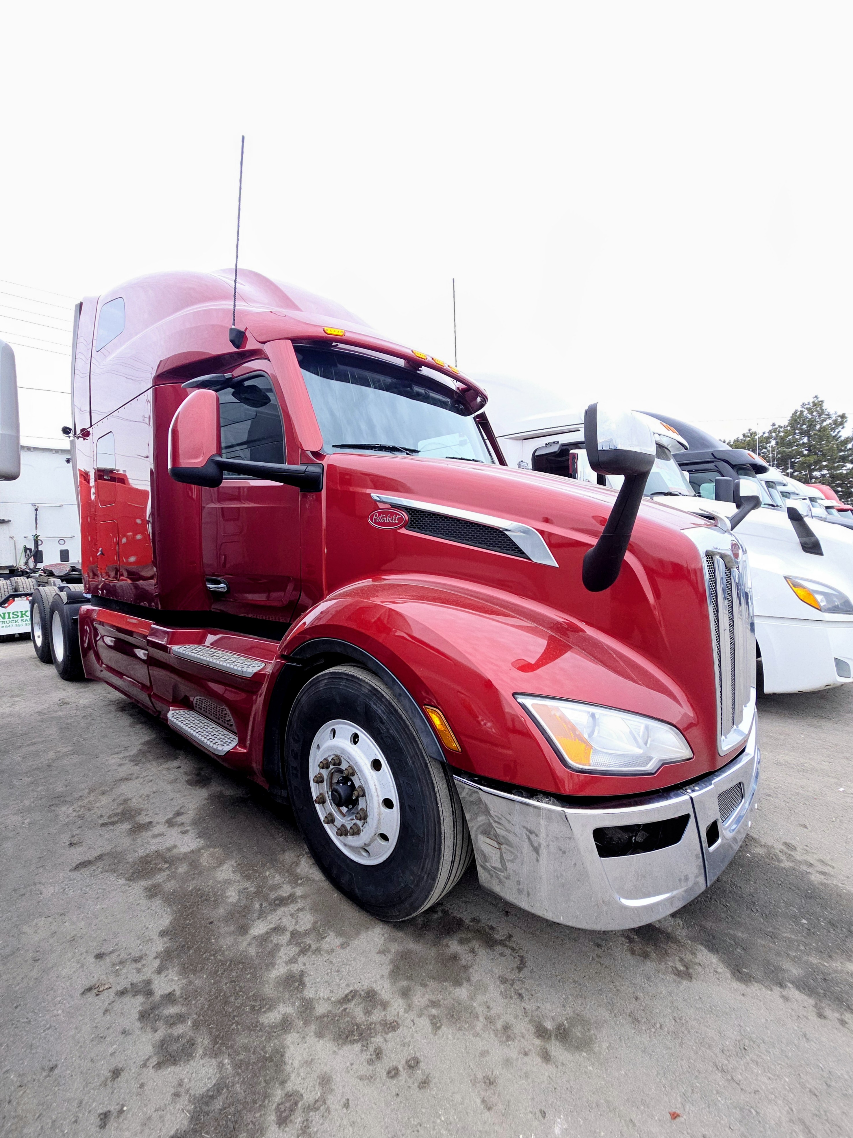 A&H Trucking red Peterbilt 579 tractor — Brampton Ontario